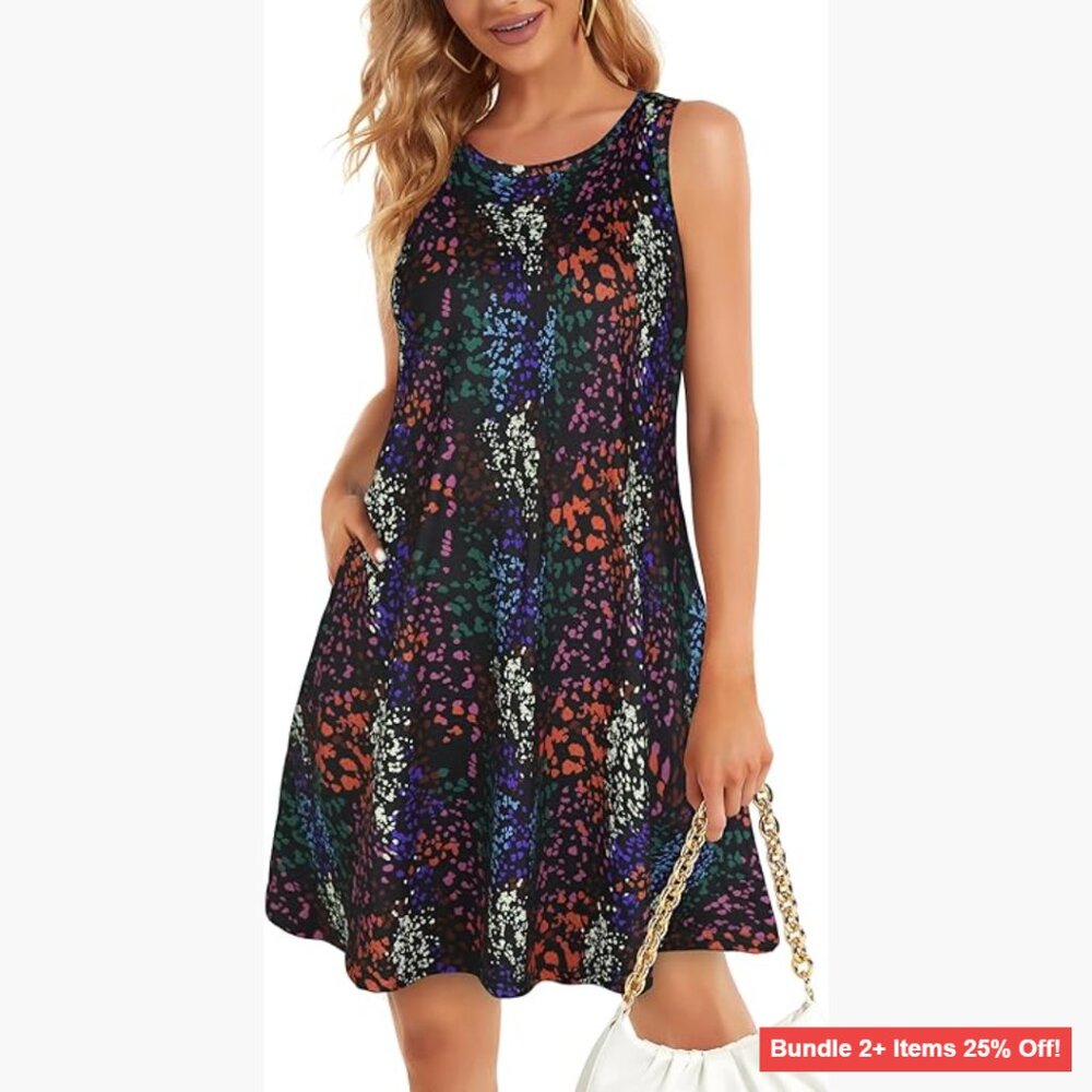 Sleeveless A-Line Swing Dress with Pockets, Loose Fit Casual Summer Sundress